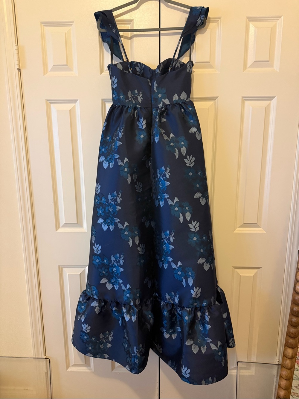Baroque Rose Damask Floral Corset Maxi Dress | Midnight Navy | Size 8 - Picture 4 of 11